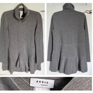 AKRIS Punto Gray Wool Blend Full Zipper/Snap Long Coat Jacket - 35934